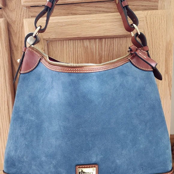 Dooney & Bourke Blue Suede Shoulder Bag Light Blue - Picture 1 of 10